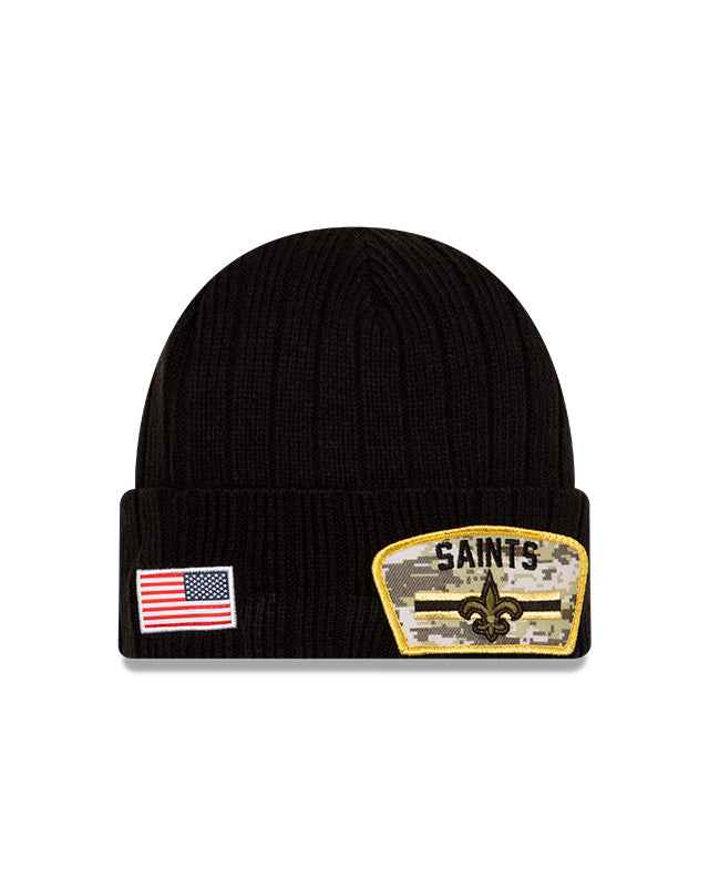 Men's New Orleans Saints New Era Black 2021 Salute To Service Sideline Cuffed Knit Hat