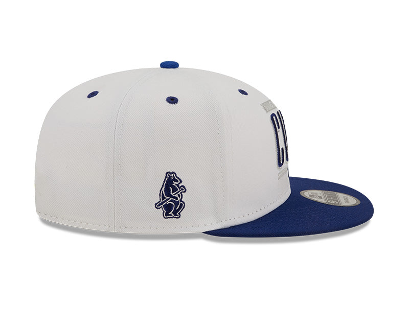 Men's Chicago Cubs Cooperstown Collection White and Blue Retro Title 9FIFTY Snapback Hat