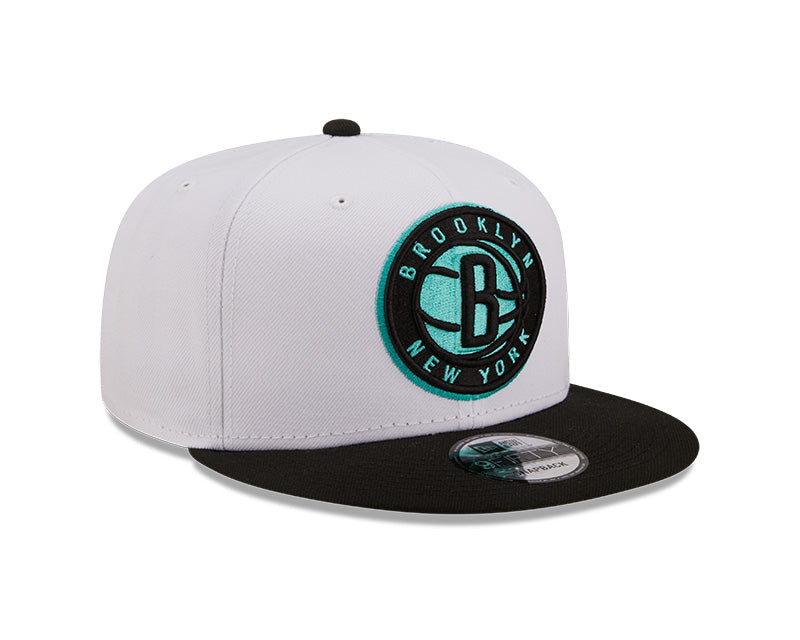 Men's Brooklyn Nets New Era 2 Tone White and Black Color Pack 9FIFTY Snapback Hat