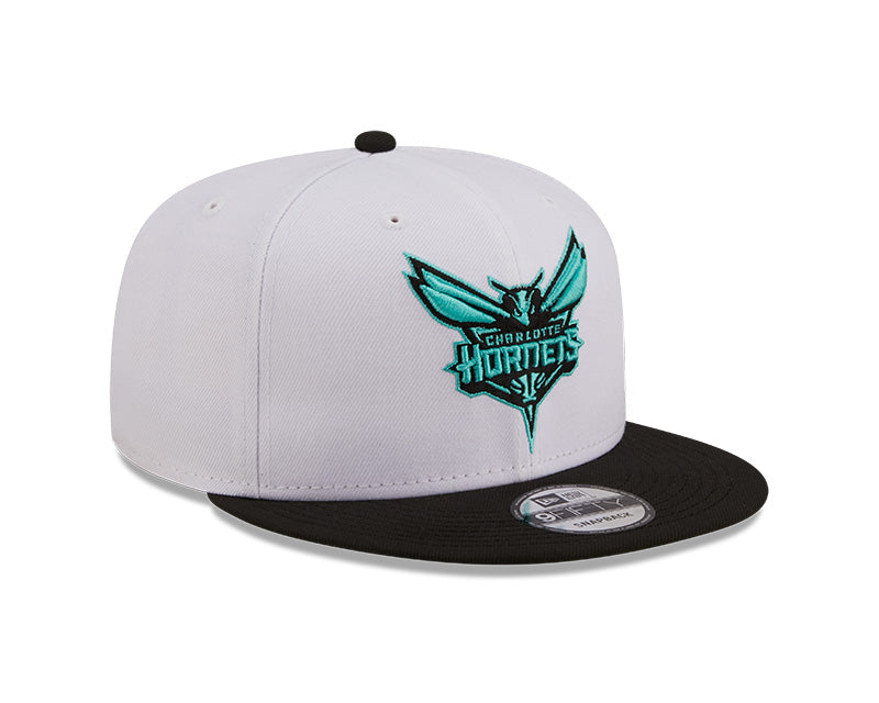 Men's Charlotte Hornets New Era 2 Tone White and Black Color Pack 9FIFTY Snapback Hat