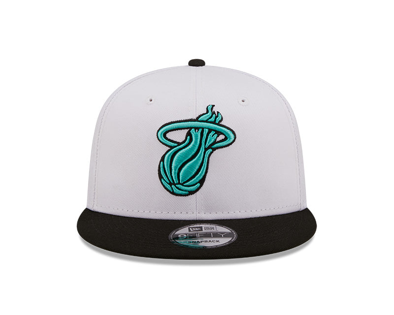 Men's Miami Heat New Era 2 Tone White and Black Color Pack 9FIFTY Snapback Hat