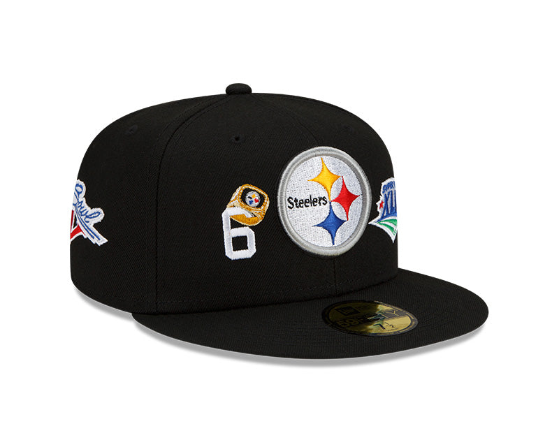 Pittsburgh Steelers 6 Time Super Bowl Champions Edition Black New Era 59FIFTY Fitted Hat