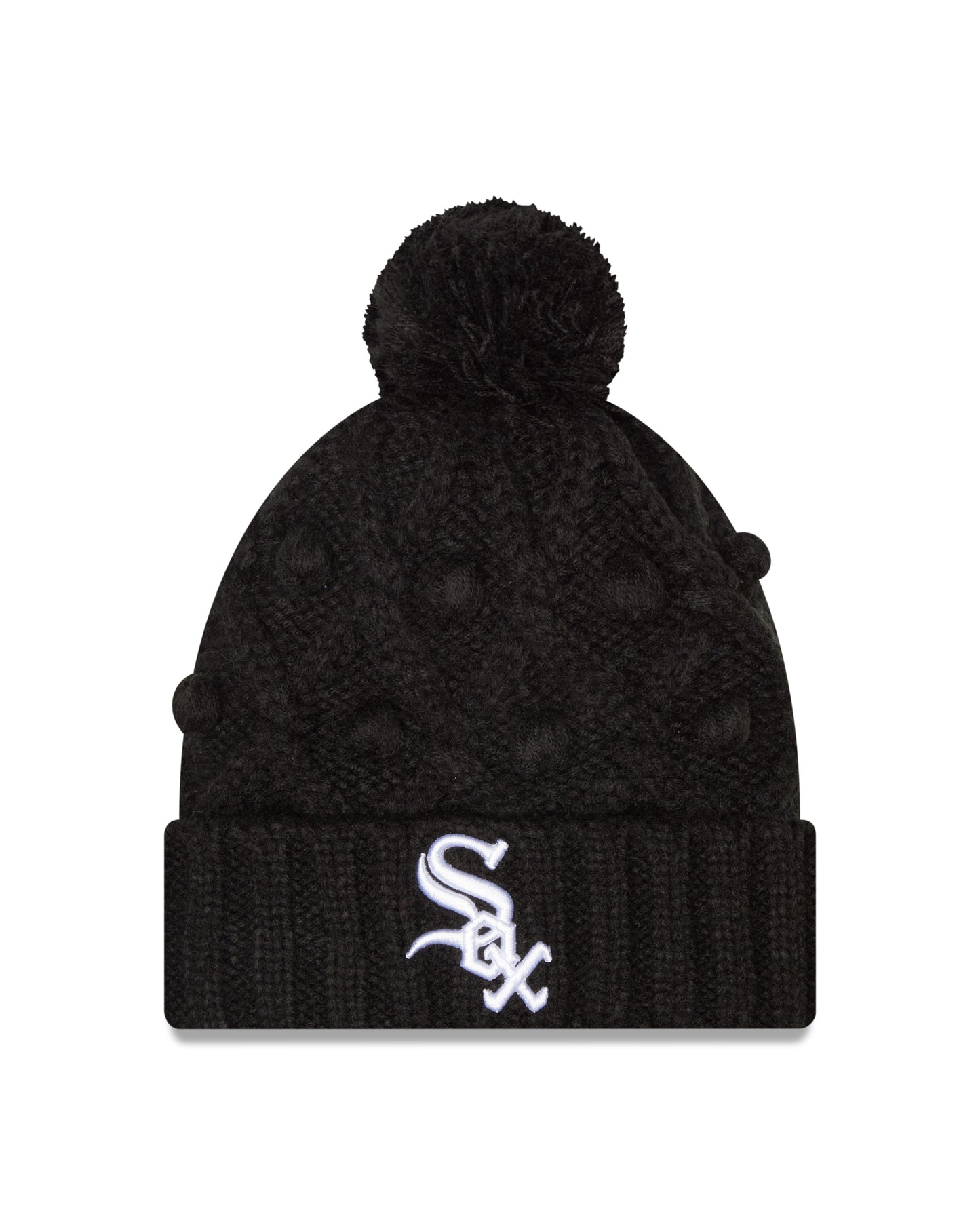 Women's Chicago White Sox New Era Black Toasty Cuffed Pom Knit Hat