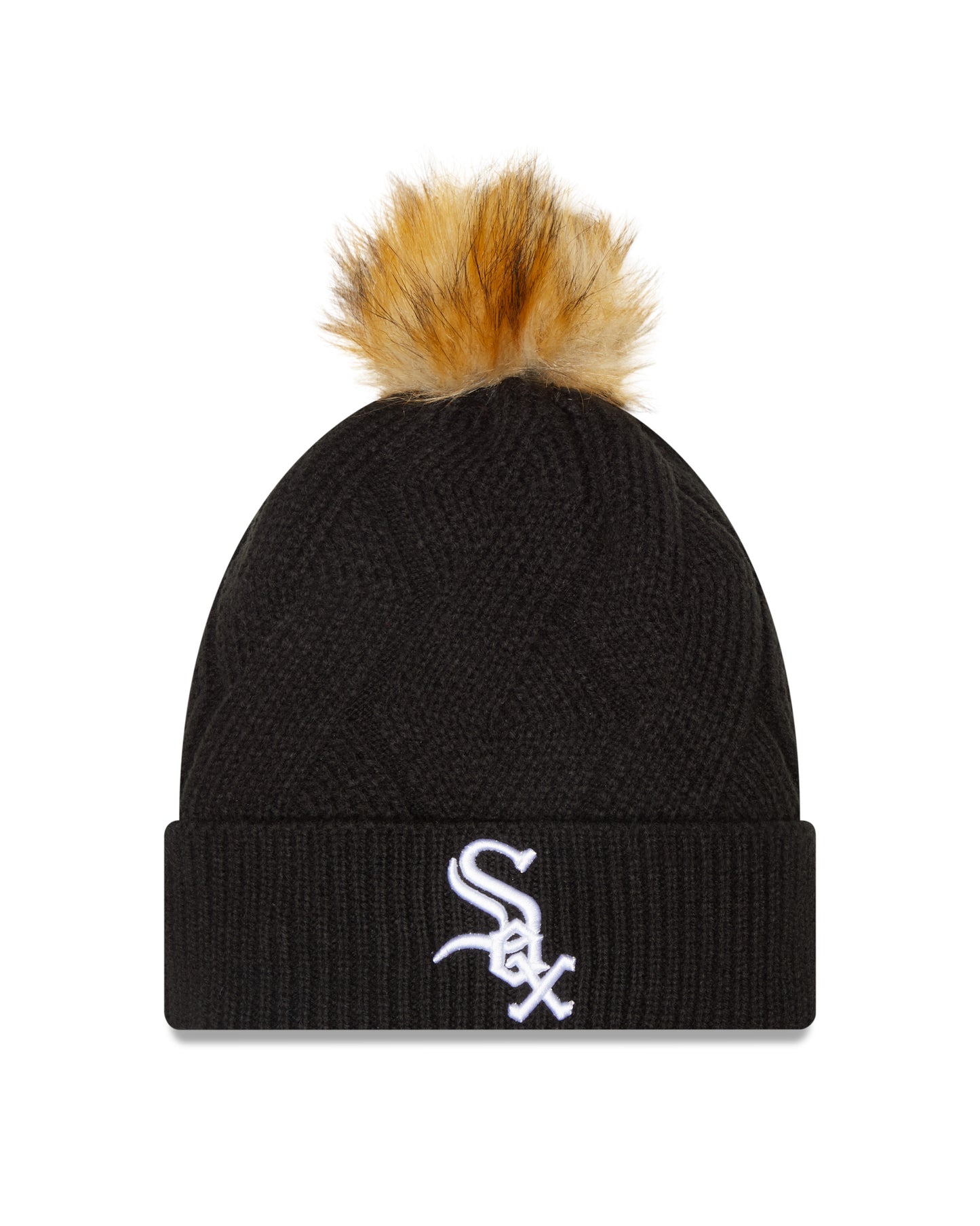 Women's Chicago White Sox New Era Black Snowy Cuffed Knit Hat with Pom