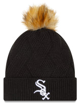 Women's Chicago White Sox New Era Black Snowy Cuffed Knit Hat with Pom - Pro Jersey Sports