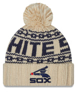 Women's Chicago White Sox Cooperstown Collection New Era Cream Knitsport Cuffed Knit Hat with Pom - Pro Jersey Sports