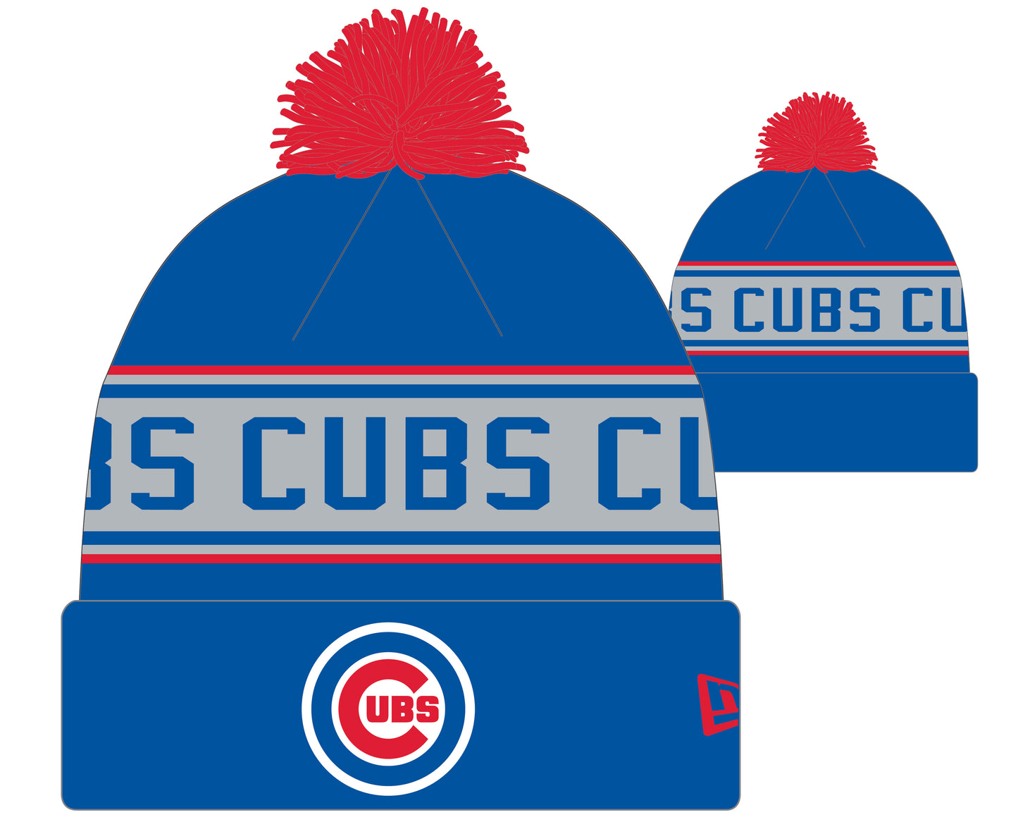 Youth Chicago Cubs New Era Junior Repeat Blue Cuffed Pom Knit Hat