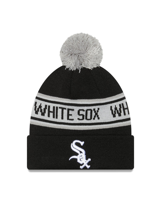 Youth Chicago White Sox New Era Junior Repeat Black Cuffed Pom Knit Hat