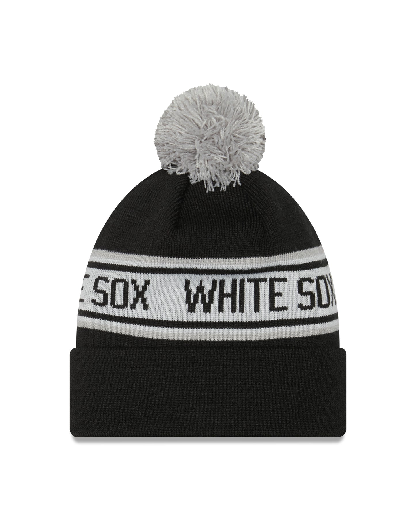 Chicago White Sox New Era Black Repeat Cuffed Pom Knit Hat