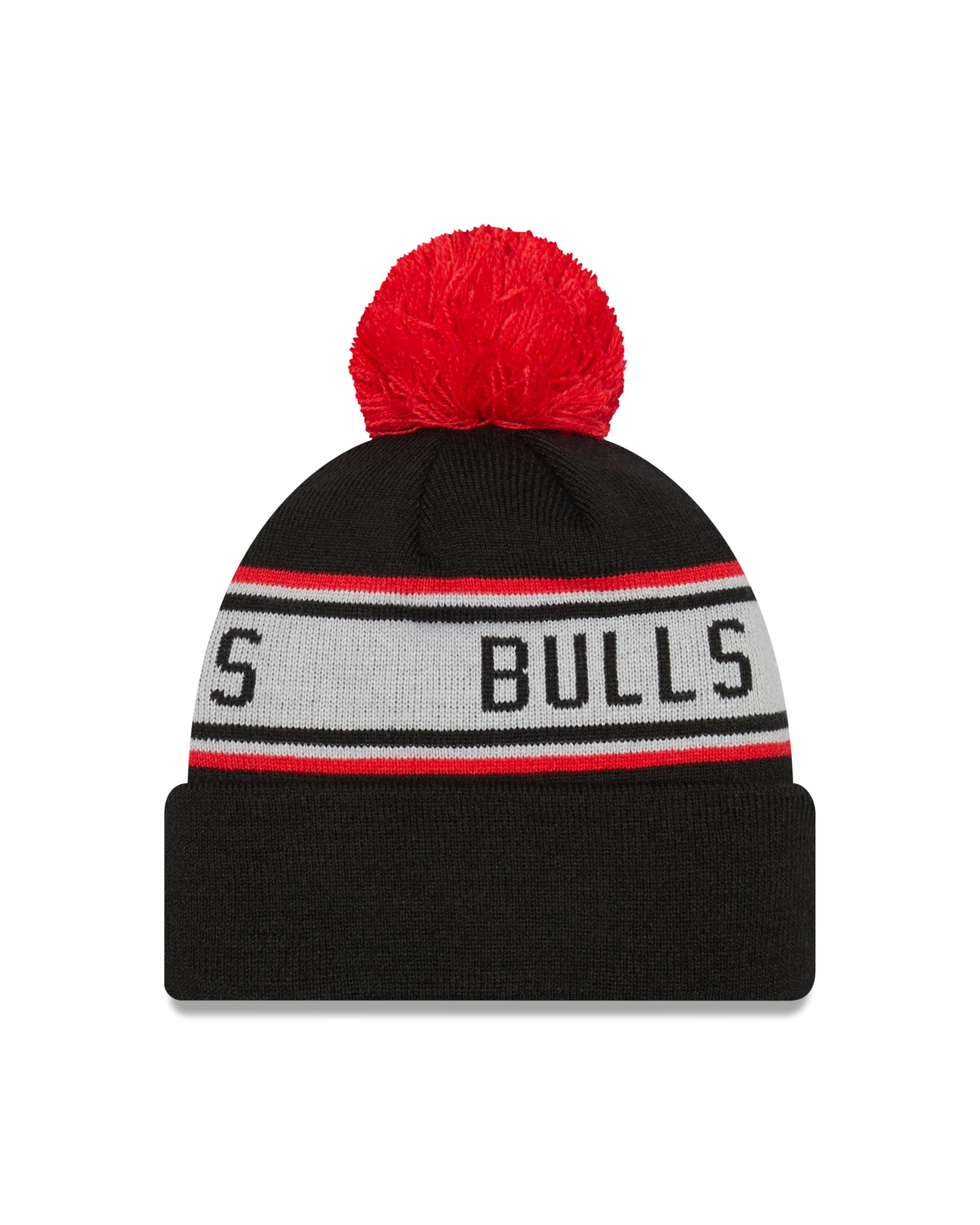 Chicago Bulls New Era Black Repeat Cuffed Pom Knit Hat
