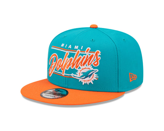 Miami Dolphins New Era Team Script 2 Tone 9FIFTY Snapback Hat - Pro Jersey Sports