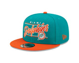 Miami Dolphins Historic Logo New Era Team Script 2 Tone 9FIFTY Snapback Hat - Pro Jersey Sports