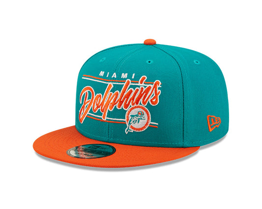 Miami Dolphins Historic Logo New Era Team Script 2 Tone 9FIFTY Snapback Hat - Pro Jersey Sports