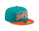 Miami Dolphins Historic Logo New Era Team Script 2 Tone 9FIFTY Snapback Hat - Pro Jersey Sports