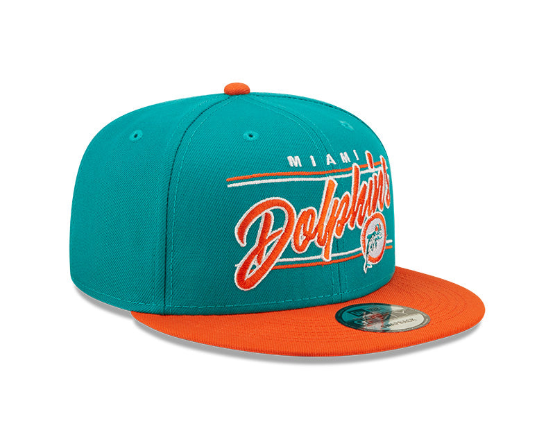 Miami Dolphins Historic Logo New Era Team Script 2 Tone 9FIFTY Snapback Hat - Pro Jersey Sports