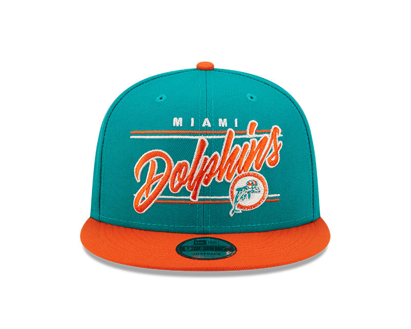 Miami Dolphins Historic Logo New Era Team Script 2 Tone 9FIFTY Snapback Hat - Pro Jersey Sports