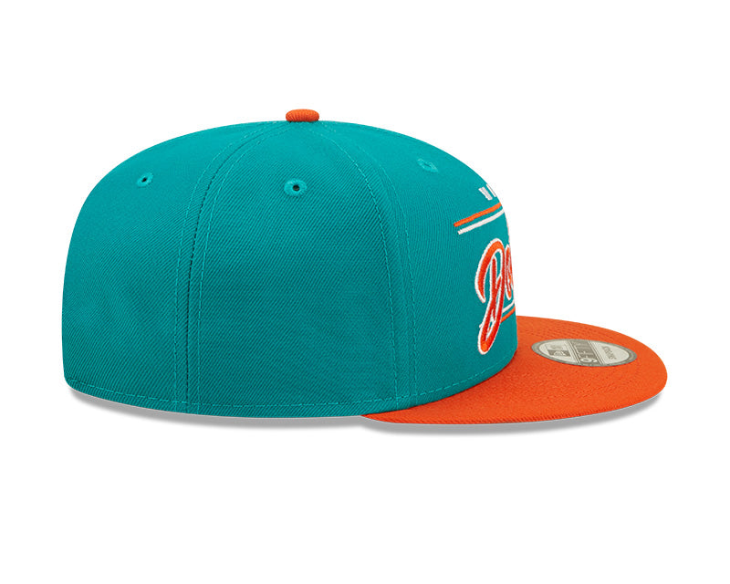 Miami Dolphins Historic Logo New Era Team Script 2 Tone 9FIFTY Snapback Hat - Pro Jersey Sports