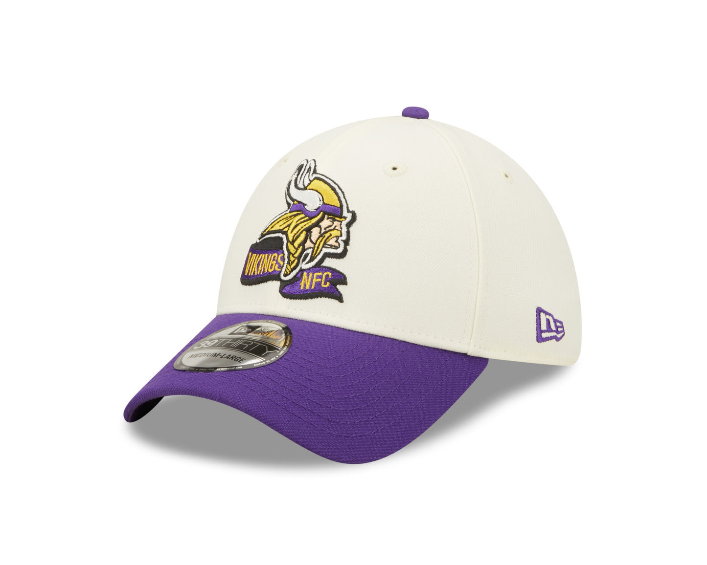 Men's Minnesota Vikings New Era Cream/Purple 2022 Sideline 39THIRTY Flex Hat