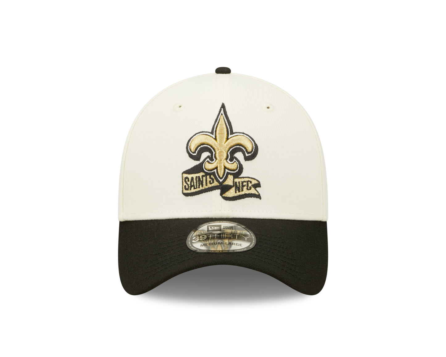 Men's New Orleans Saints New Era Cream/Black 2022 Sideline 39THIRTY Flex Hat