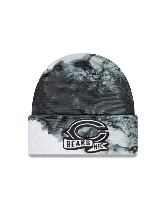 Chicago Bears New Era Black & White Primary Logo 2022 NFL Sideline Ink Cuffed Knit Hat