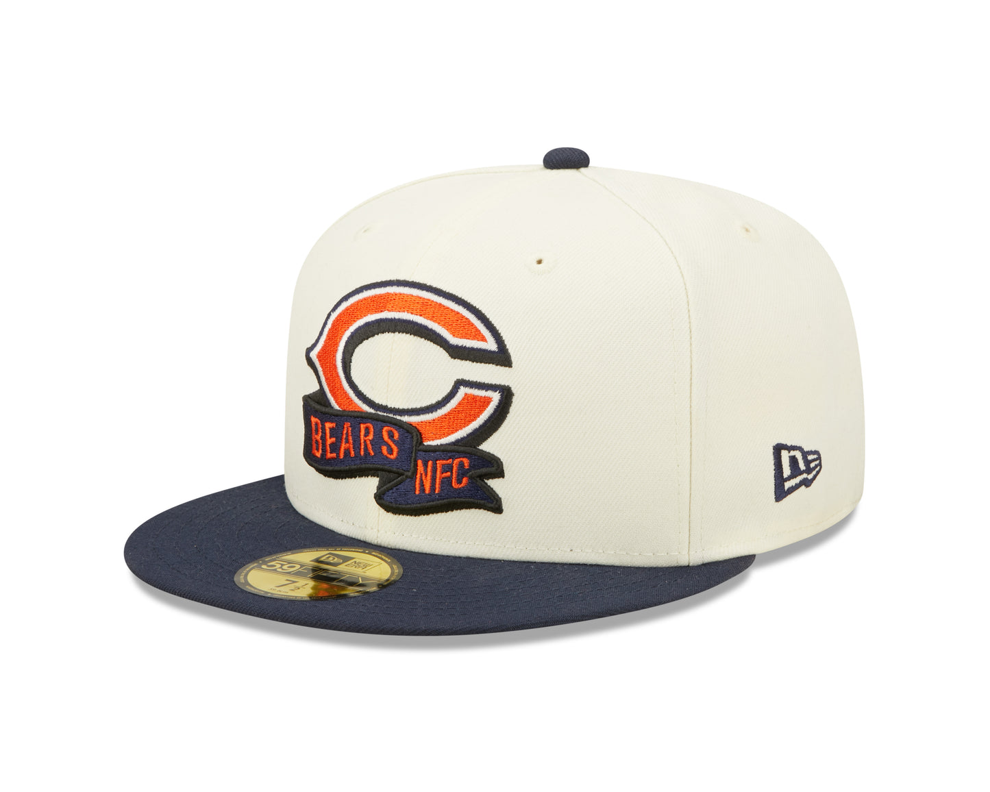 Chicago Bears 2022 Sideline Primary Logo 2 Tone Cream/Navy New Era 59FIFTY Fitted Hat