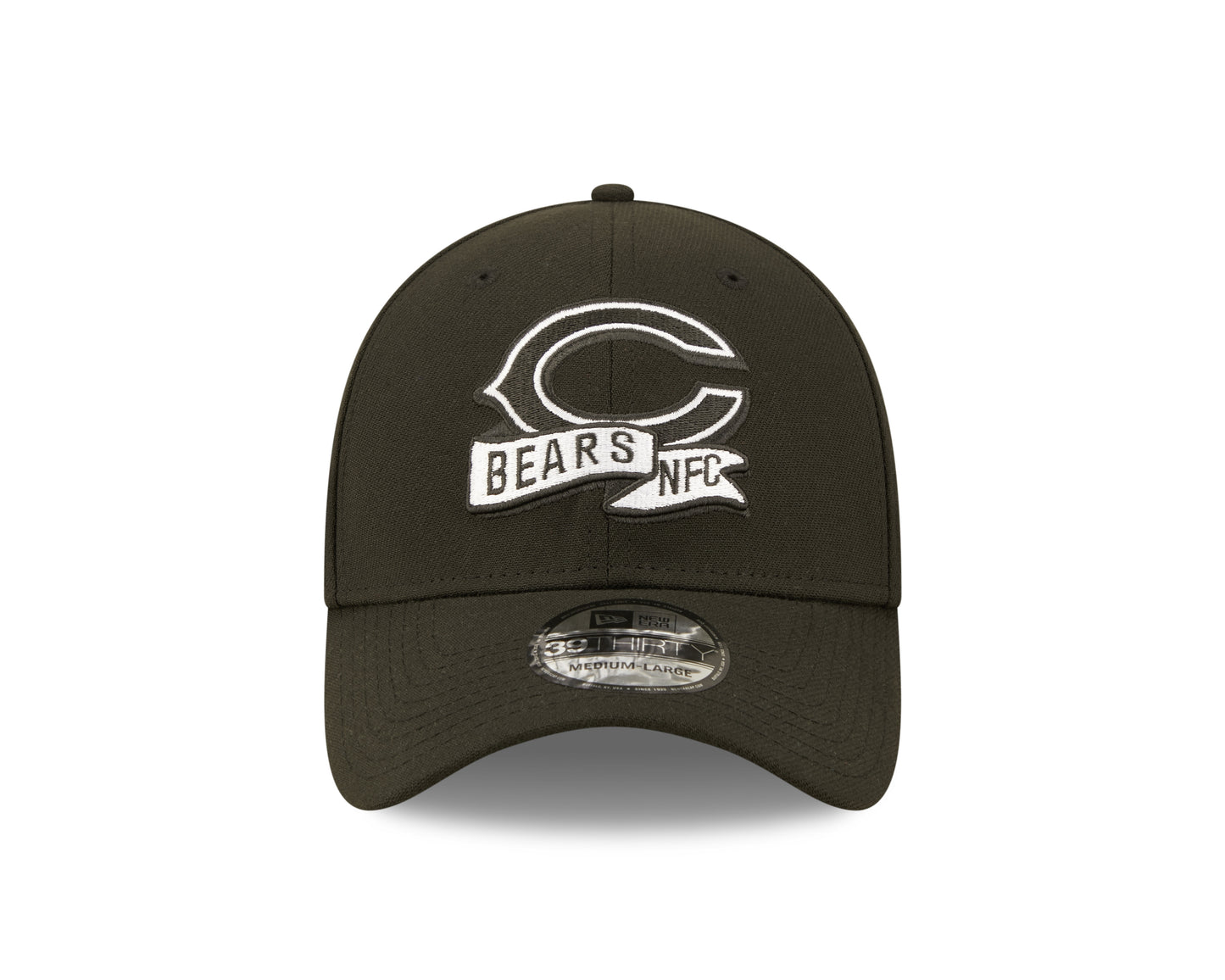 Men's Chicago Bears New Era Black "C Logo" 2022 Sideline 39THIRTY Flex Hat