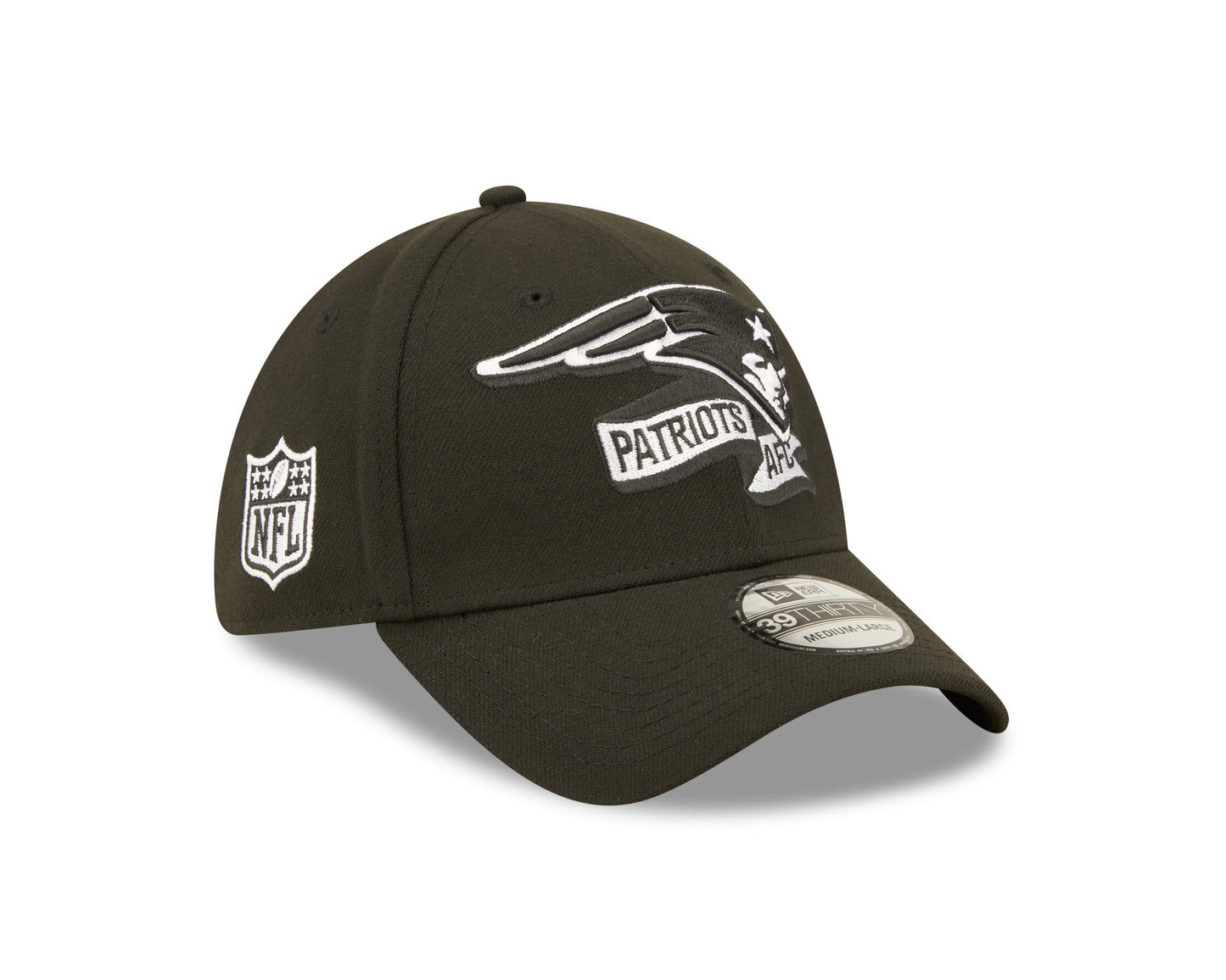 Men's New England Patriots New Era Black 2022 Sideline 39THIRTY Flex Hat
