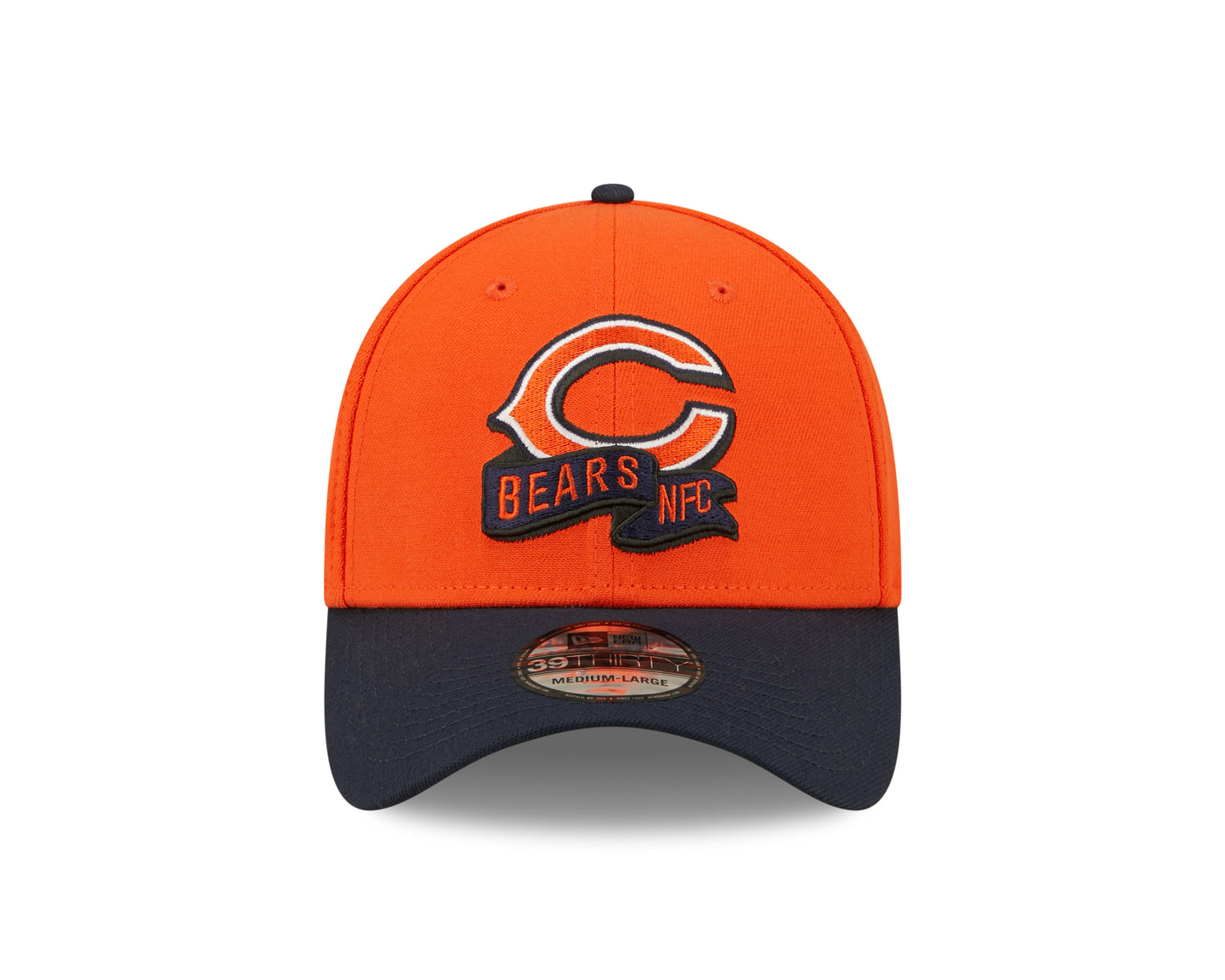 Men's Chicago Bears Primary Logo New Era Orange/Navy 2022 Sideline 39THIRTY Flex Hat