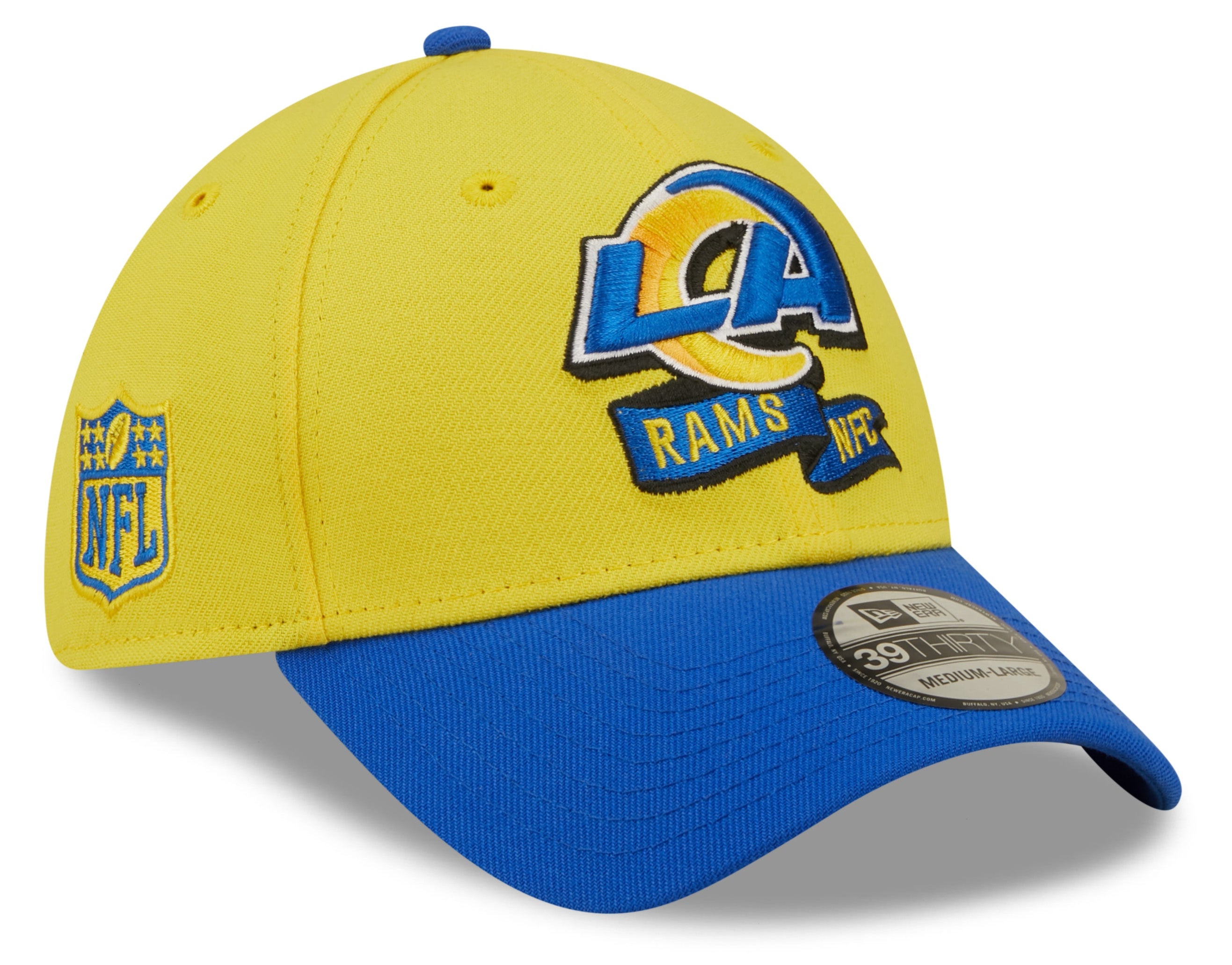 Men's Los Angeles Rams New Era Yellow/Blue 2022 Sideline 39THIRTY Flex ...