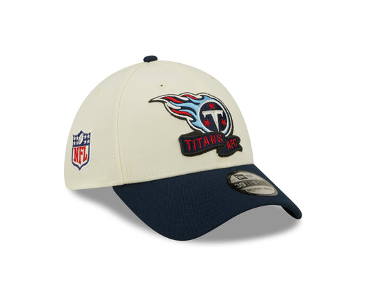 Men's Tennessee Titans New Era Cream/Navy 2022 Sideline 39THIRTY Flex Hat