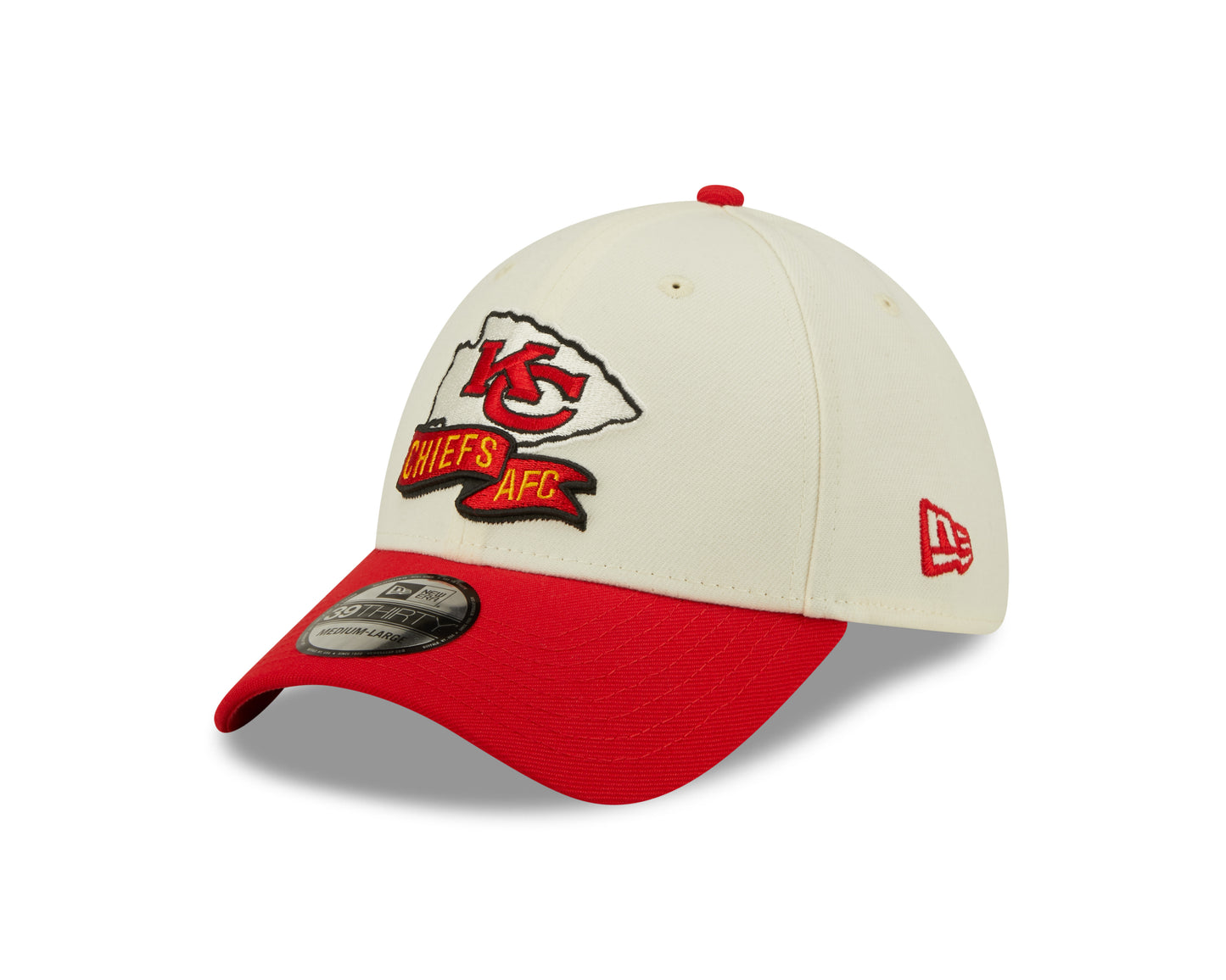 Men's Kansas City Chiefs New Era Cream/Red 2022 Sideline 39THIRTY Flex Hat
