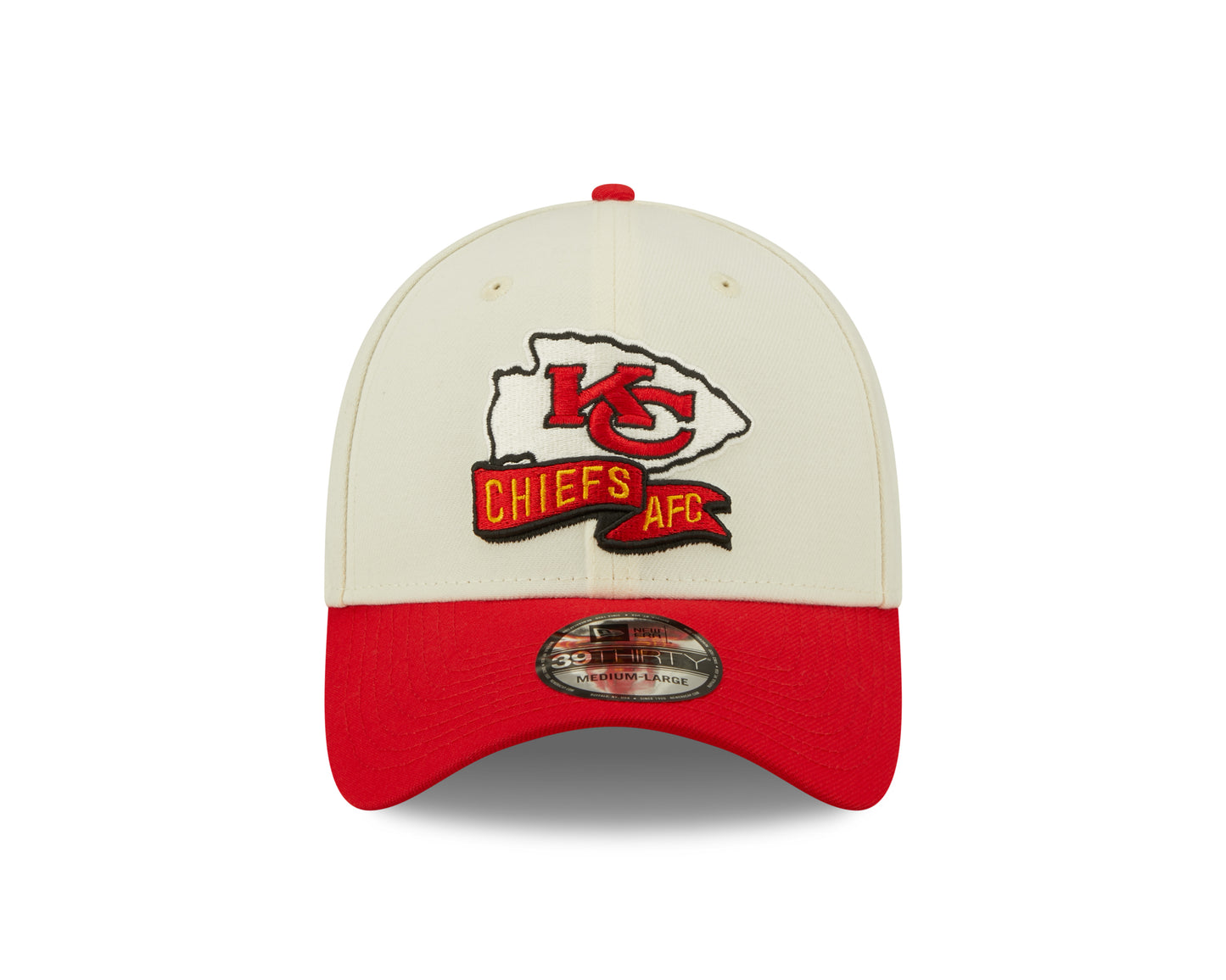 Men's Kansas City Chiefs New Era Cream/Red 2022 Sideline 39THIRTY Flex Hat