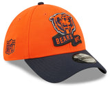 Men's Chicago Bears Mascot Logo New Era Orange/Navy 2022 Sideline 39THIRTY Flex Hat - Pro Jersey Sports