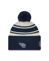 Tennessee Titans New Era Navy 2022 NFL Sideline Sport Pom Cuffed Knit Hat - Pro Jersey Sports
