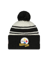 Pittsburgh Steelers New Era Black 2022 NFL Sideline Sport Pom Cuffed Knit Hat - Pro Jersey Sports