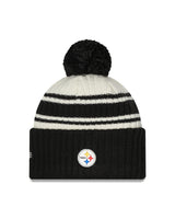 Pittsburgh Steelers New Era Black 2022 NFL Sideline Sport Pom Cuffed Knit Hat - Pro Jersey Sports