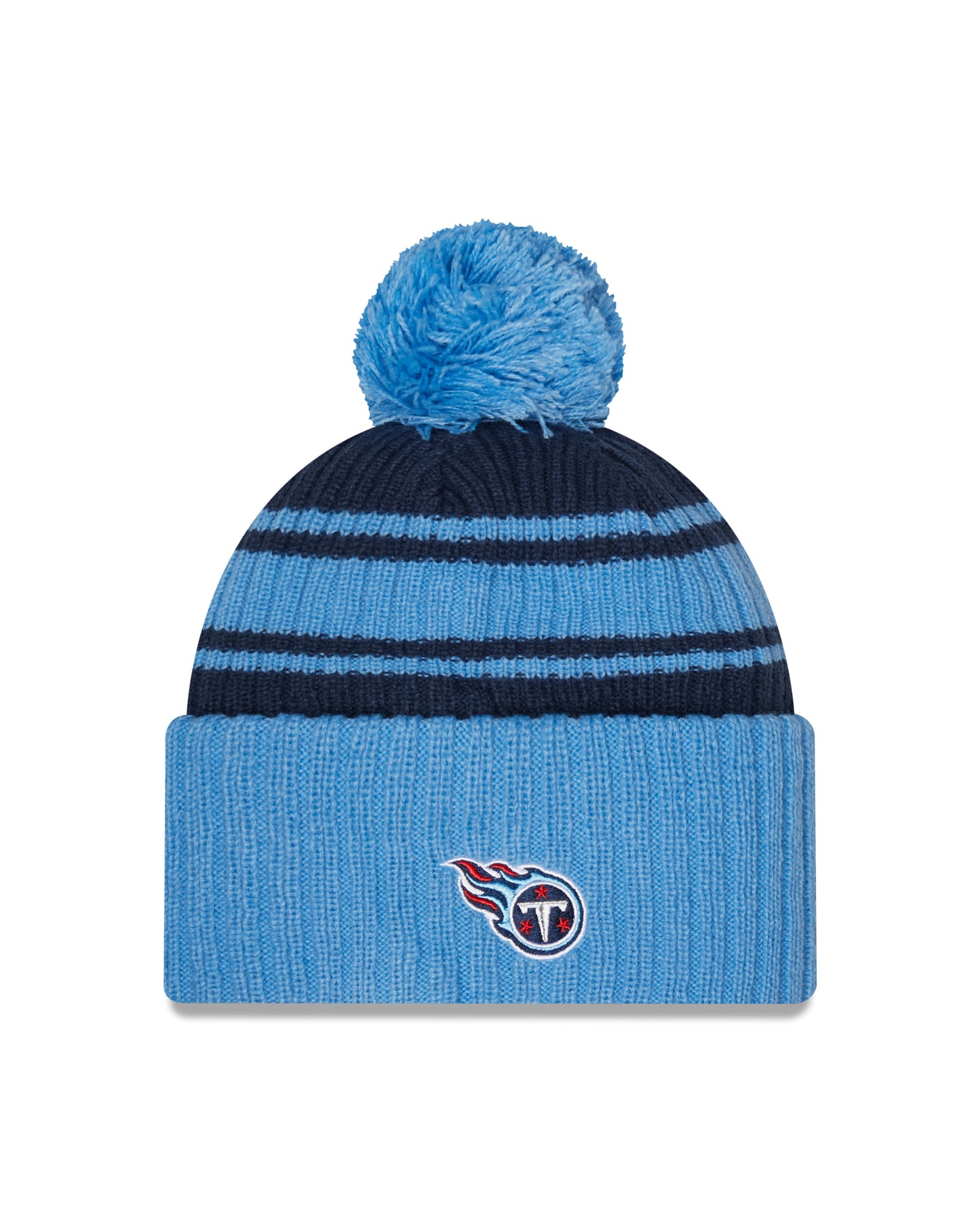 Tennessee Titans New Era Blue 2022 NFL Sideline Sport Pom Cuffed Knit Hat