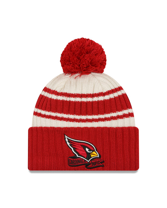 Arizona Cardinals New Era Red 2022 NFL Sideline Sport Pom Cuffed Knit Hat