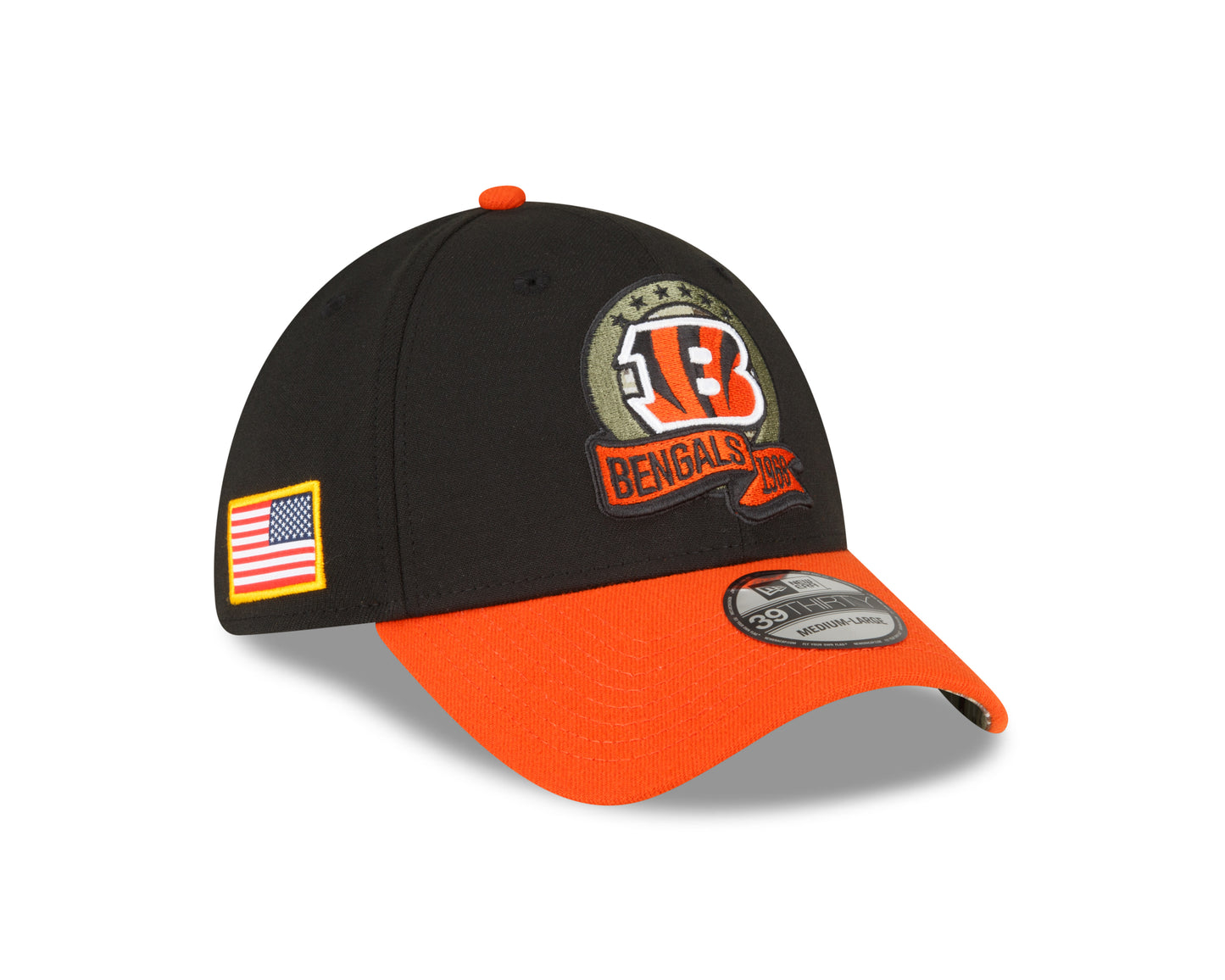Men's Cincinnati Bengals New Era Black 2022 Salute to Service 39THIRTY Flex Hat
