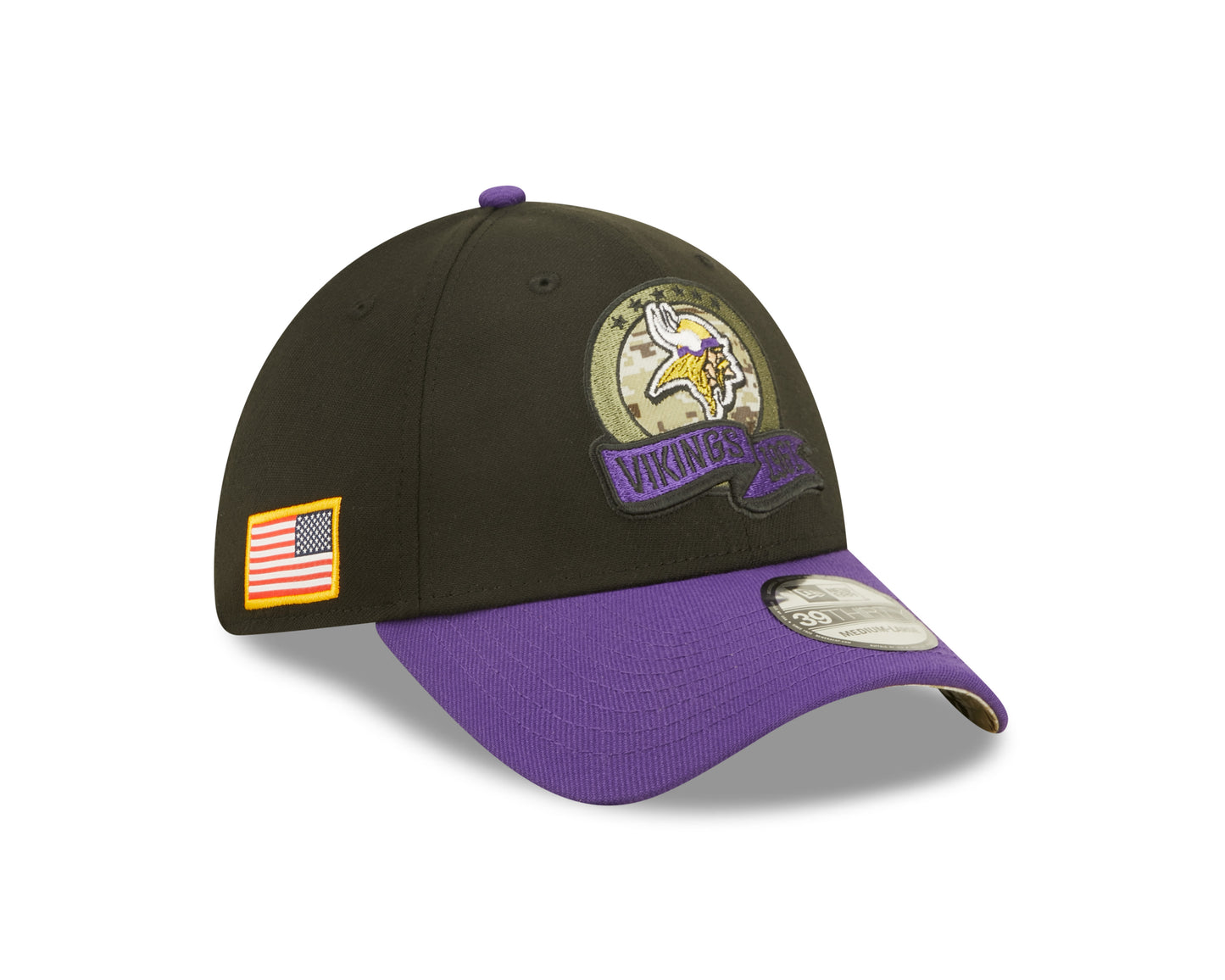 Men's Minnesota Vikings New Era Black 2022 Salute to Service 39THIRTY Flex Hat