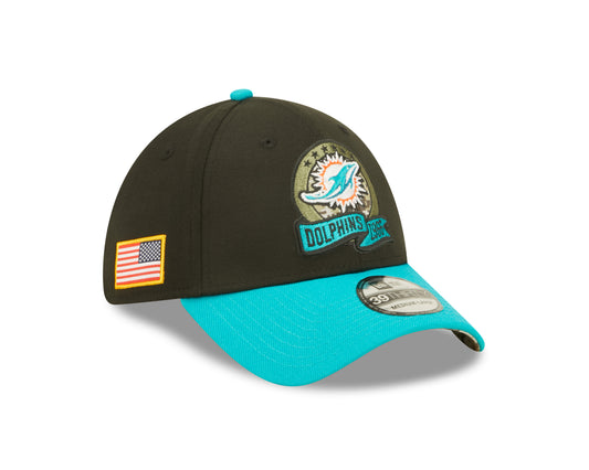 Men's Miami Dolphins New Era Black 2022 Salute to Service 39THIRTY Flex Hat - Pro Jersey Sports