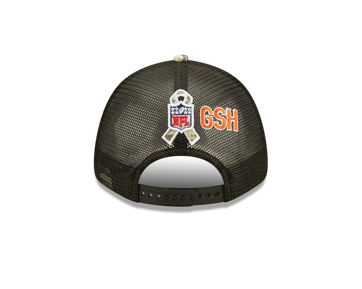 Men's Chicago Bears New Era Black/Camo Primary Logo NFL 2022 Salute To Service Trucker 9FORTY Snapback Adjustable Hat - Pro Jersey Sports