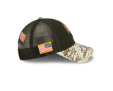 Men's Chicago Bears New Era Black/Camo Primary Logo NFL 2022 Salute To Service Trucker 9FORTY Snapback Adjustable Hat - Pro Jersey Sports