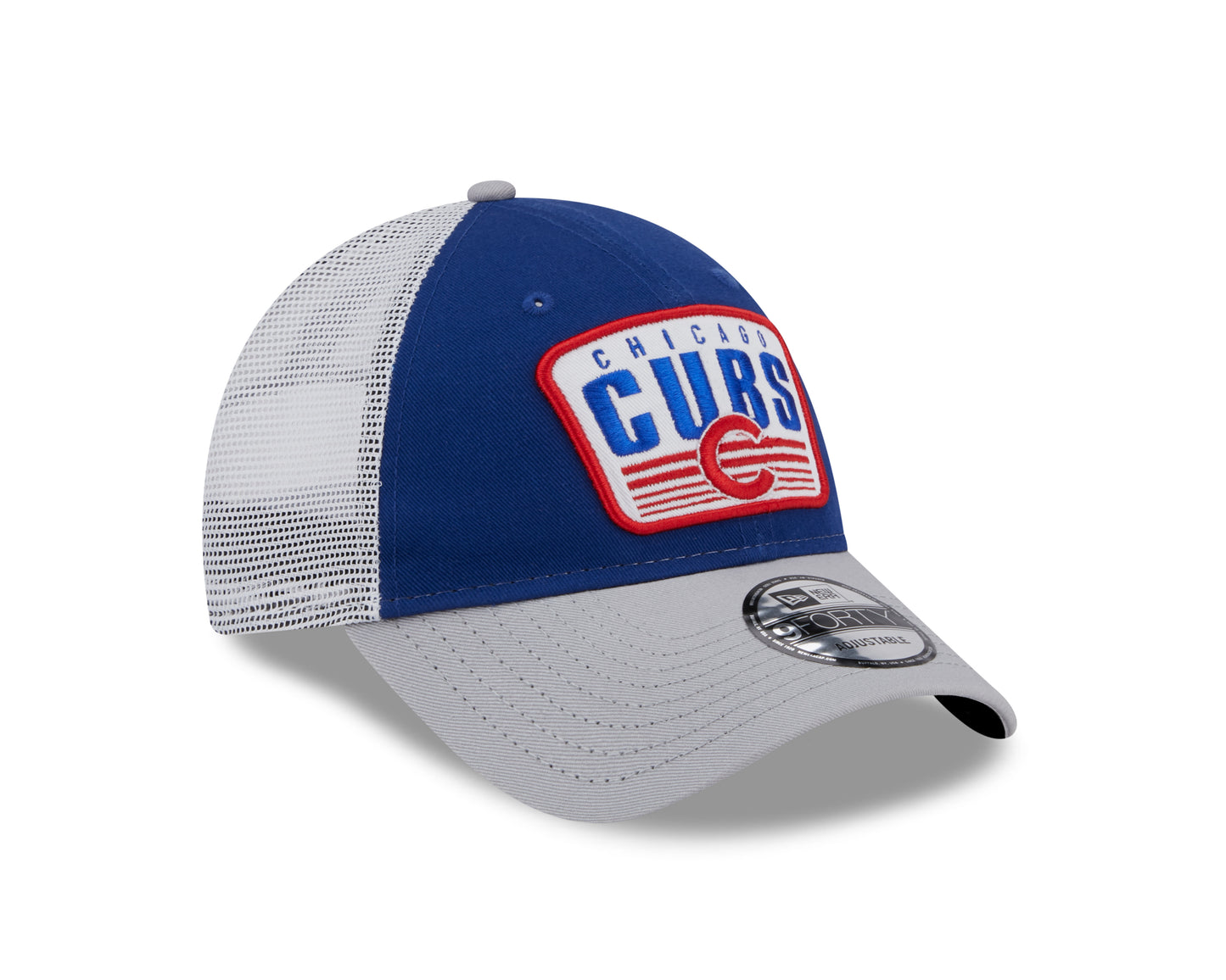 Chicago Cubs New Era 2 Tone Royal/Gray Patch Trucker 9FORTY Adjustable Hat