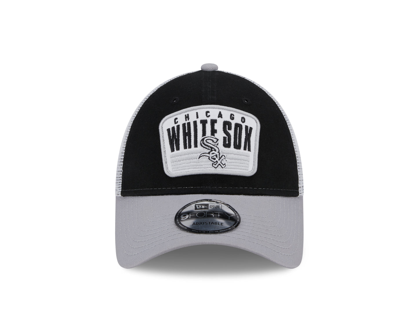 Chicago White Sox New Era 2 Tone Black/Gray Patch Trucker 9FORTY Adjustable Hat