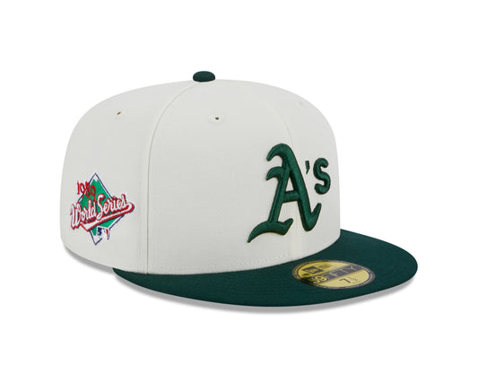 Oakland Athletics 1989 World Series Cream/Green New Era Retro 59FIFTY Fitted Hat - Pro Jersey Sports