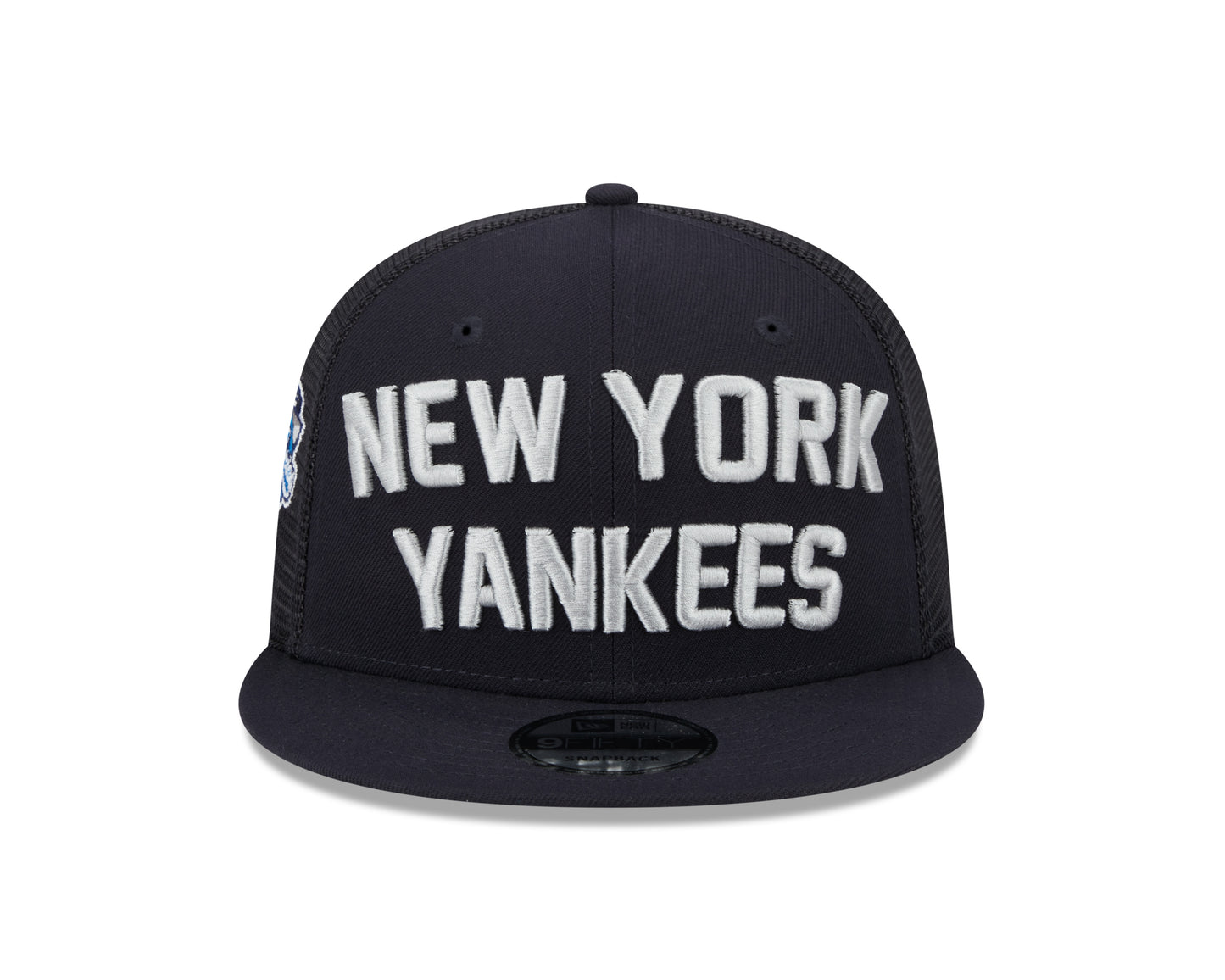 New York Yankees New Era Navy Stacked 9FIFTY Mesh Trucker Snapback Hat