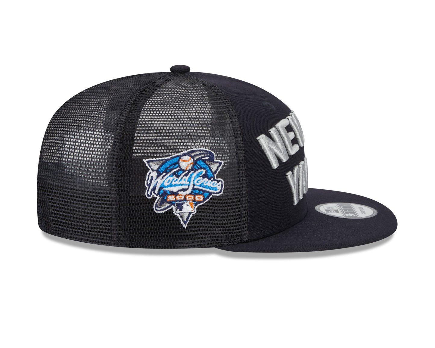 New York Yankees New Era Navy Stacked 9FIFTY Mesh Trucker Snapback Hat