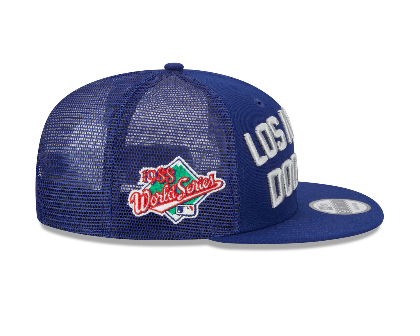 Los Angeles Dodgers New Era Blue Stacked 9FIFTY Mesh Trucker Snapback Hat