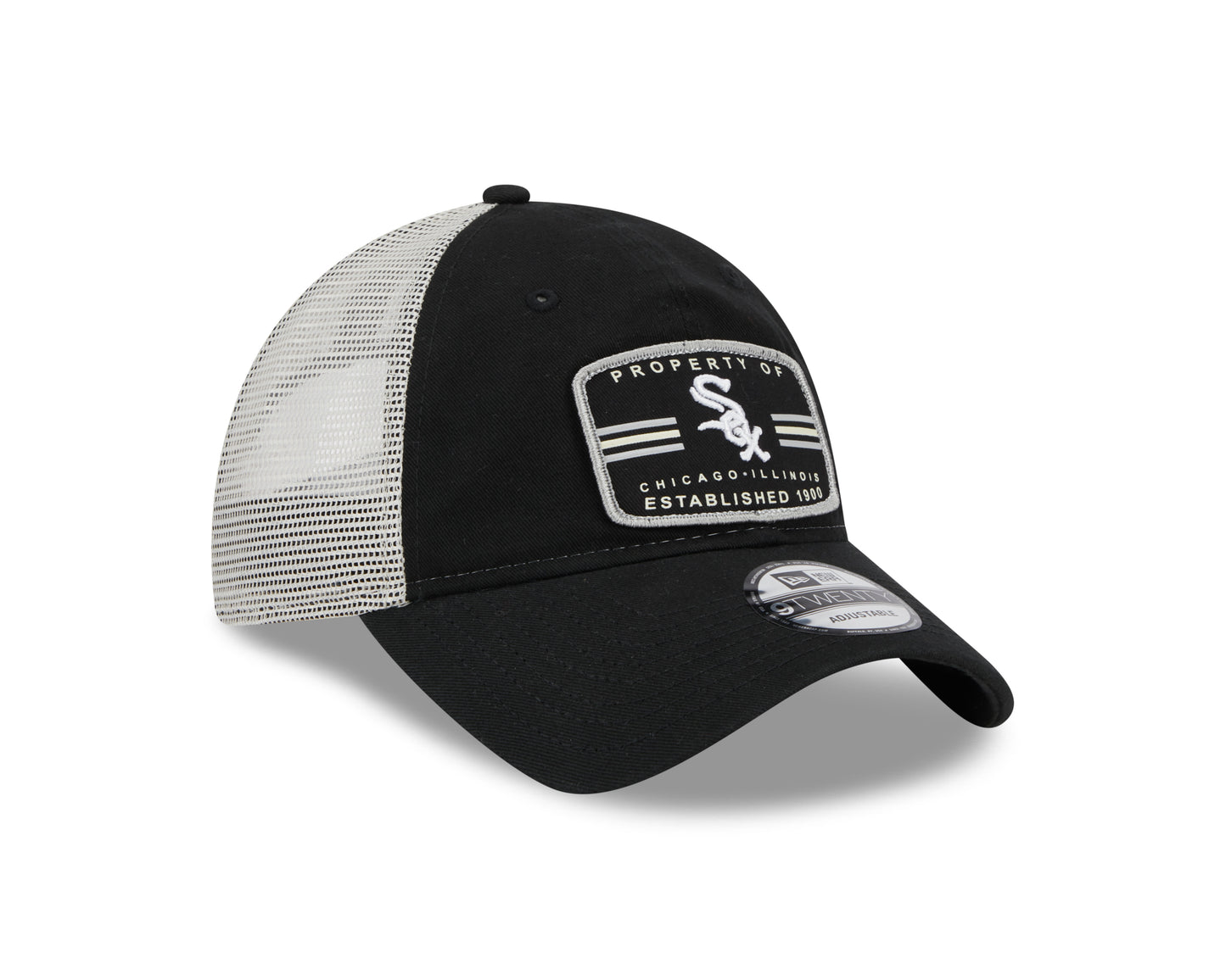 Men's Chicago White Sox Property 9TWENTY Black Adjustable Mesh Hat By New Era